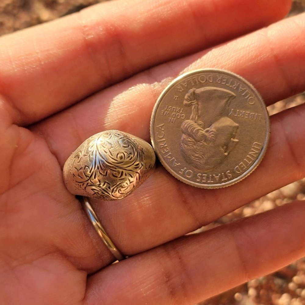 Vintage 925 sterling silver SIAM bubble untricately hand chased engraved ring - Picture 12 of 15